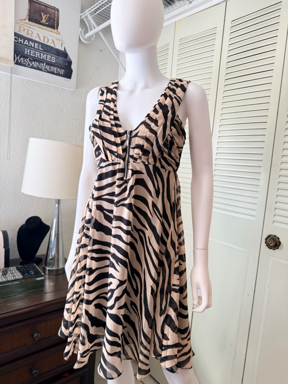 Haute Monde Womens midi dress zebra color size M